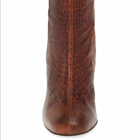 Free People Brown Cecile Croc Embossed Bootie - Picture 6 of 8